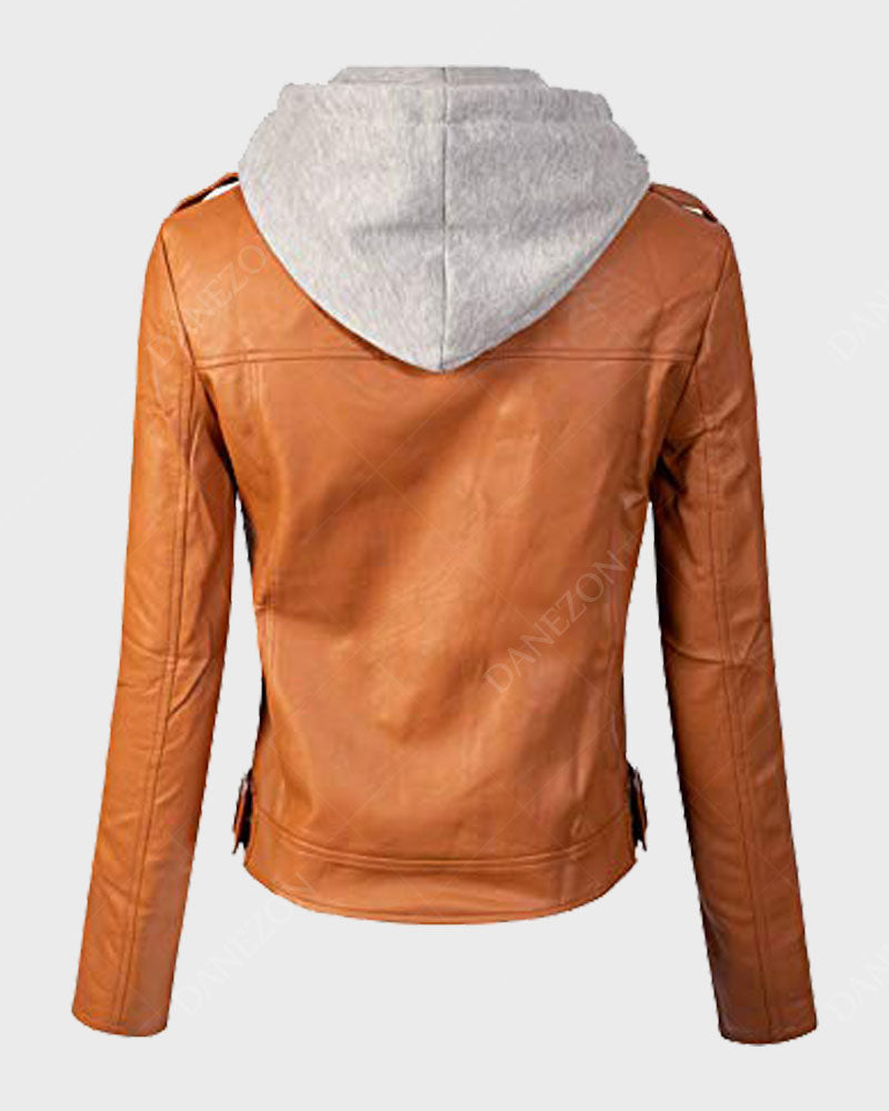 Womens Olivia Orange Leather Jacket Leather Jacket women detail view 2 | Dash Racegear — Womens Olivia Design Orange Leather Jacket