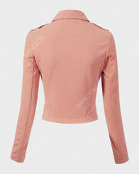 Womens Pink Leather Jacket Leather Jacket women detail view 2 | Dash Racegear — Womens Leather Pink Biker Jacket