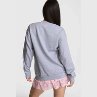 PINK x LoveShackFancy Crew Sweatshirt Sweatshirt unisex detail view 9 | Dash Racegear — LoveShackFancy x PINK Grey Sweatshirt – Soft Crewneck Everyday Wear