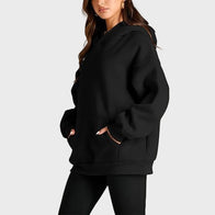 Womens Oversized Black Hoodie Hoodie women detail view 3 | Dash Racegear — Women's Black Plain Oversized Hoodie