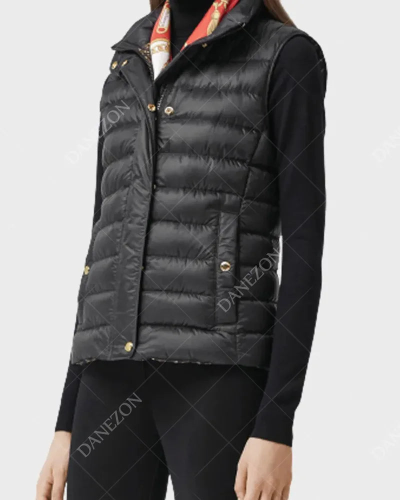 Womens Black Puffer Vest Vest women detail view 2 | Dash Racegear — Womens Puffer Black Vest