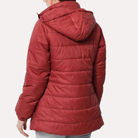Womens Red Puffer Jacket Puffer Jacket women detail view 3 | Dash Racegear — Red Puffer Hooded Jacket