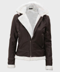 Womens Dark Brown Shearling Jacket Jacket women detail view 3 | Dash Racegear — Dark Brown Womens Leather Shearling Jacket