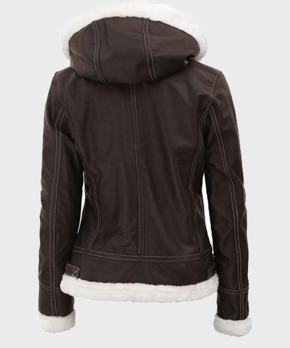Womens Dark Brown Shearling Jacket Jacket women detail view 4 | Dash Racegear — Brown Fur Lined Womens Shearling Jacket