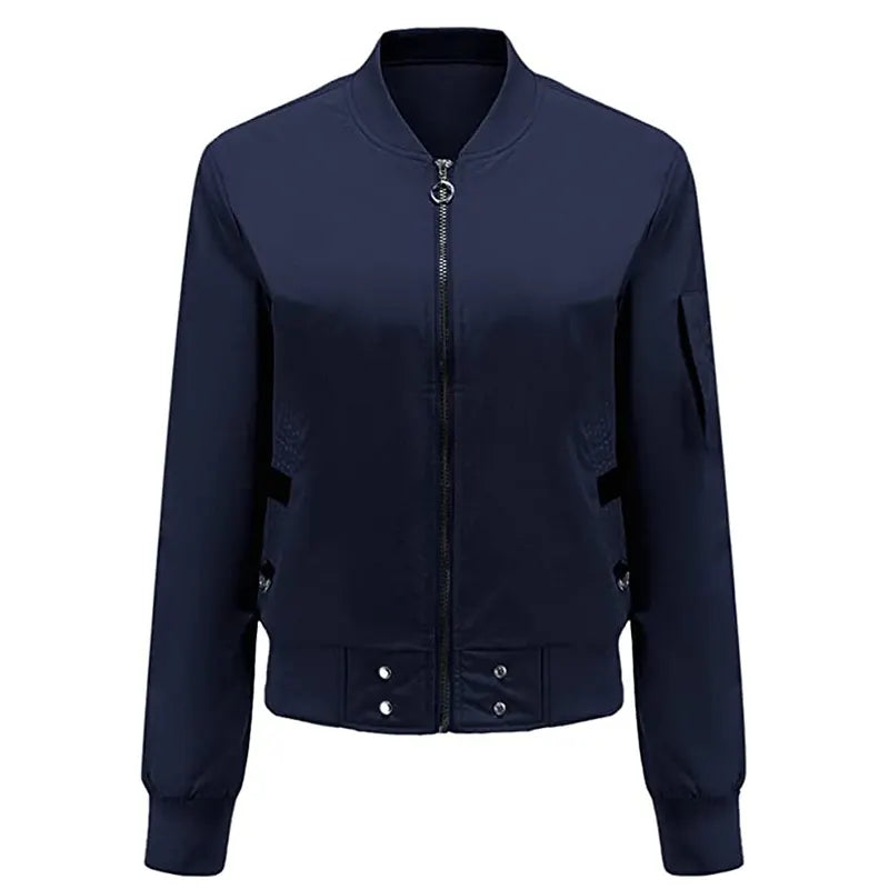 Women Blue Bomber Jacket Bomber Jacket women front product view | Dash Racegear — Womens Blue Bomber Jacket