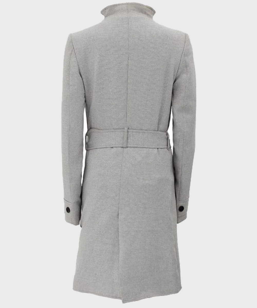 Womens Grey Wool Robe Coat Jacket women detail view 2 | Dash Racegear — Grey Wool Women's Robe Coat