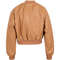 Women’s Tan Brown Cropped Leather Jacket Leather Jacket women detail view 2 | Dash Racegear — Tan Brown Cropped Leather Jacket