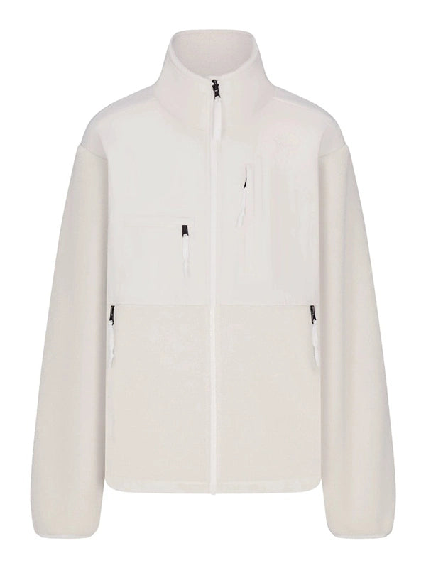 The North Face x Skims 1995 Denali Fleece Jacket Jacket unisex detail view 4 | Dash Racegear — Women’s The North Face x SKIMS 1995 Off White Denali Fleece Jacket with plush fleece and panels, cozy for cold day layering.