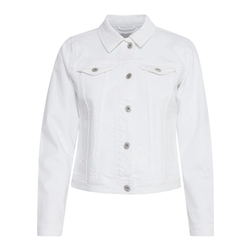 Womens White Denim Jacket Denim Jacket women front product view | Dash Racegear — Shirt Style Womens Denim Jean Jacket