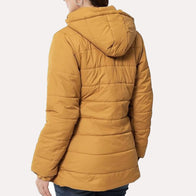 Womens Yellow Puffer Jacket Puffer Jacket women detail view 3 | Dash Racegear — Yellow Hooded Puffer Jacket