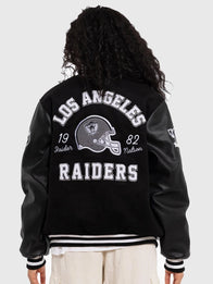 Los Angeles Raiders World Champs Varsity Jacket Varsity Jacket unisex detail view 2 | Dash Racegear — Black Los Angeles Raiders World Champs Mitchell & Ness varsity jacket crafted for premium comfort and versatile casual fashion.