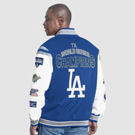 World Series Dodgers G-III Royal Recruit Commemorative Varsity Jacket Varsity Jacket unisex detail view 2 | Dash Racegear — Men’s Dodgers World Series Royal Varsity Jacket