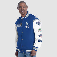 World Series Dodgers G-III Royal Recruit Commemorative Varsity Jacket Varsity Jacket unisex front product view | Dash Racegear — Royal Varsity Jacket Dodgers World Series Edition