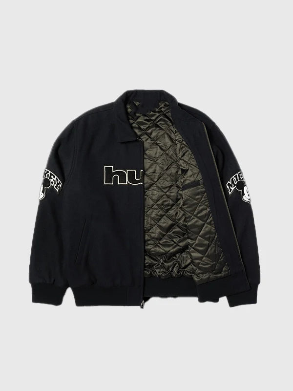 Disney x HUF Mickey Worldwide Tour Varsity Jacket Varsity Jacket unisex detail view 3 | Dash Racegear — Varsity jacket with Mickey Worldwide Tour design – Disney x HUF edition