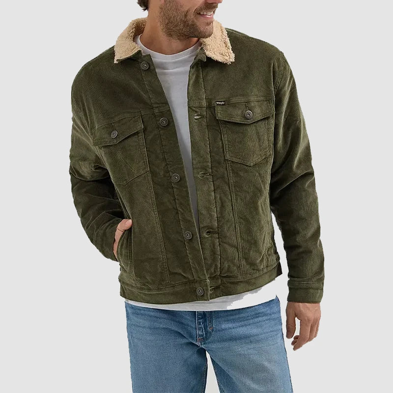 Wrangler Corduroy Trucker Jacket Jacket unisex front product view | Dash Racegear — Wrangler Trucker Jacket – Classic Corduroy Style