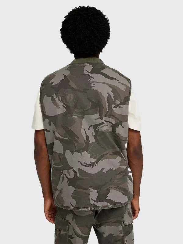 Stranger Things Wrangler Camo Vest Vest unisex detail view 4 | Dash Racegear — Wrangler x Stranger Things Season 5 Camo Full Zip Vest brings Hawkins attitude to everyday casual wear.