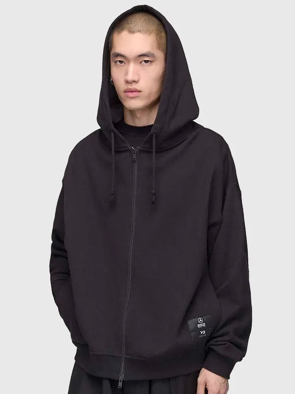 Y-3 x Mercedes-AMG F1 Zip Hoodie Hoodie unisex detail view 2 | Dash Racegear — Y-3 x Mercedes-AMG F1 2026 zip hoodie in black, perfect for motorsport fans and streetwear style.