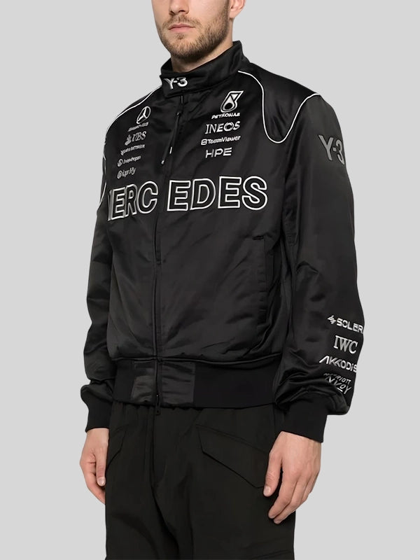 Y3 X Amg X Mercedes-AMG Jacket Jacket unisex detail view 3 | Dash Racegear — Men’s Mercedes-AMG Petronas F1 bomber jacket by Y-3 x AMG with premium logo accents.