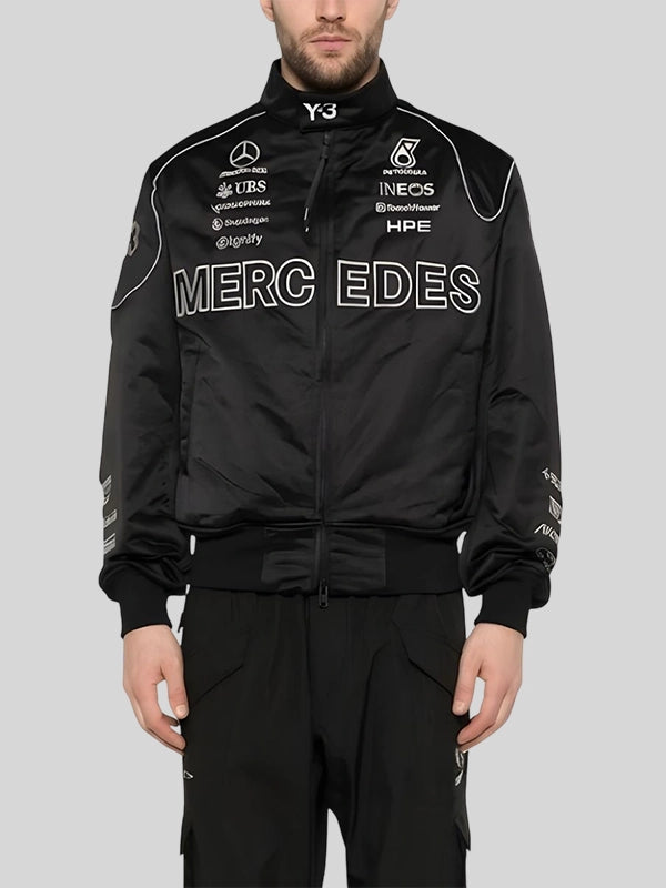 Y3 X Amg X Mercedes-AMG Jacket Jacket unisex detail view 2 | Dash Racegear — Y-3 x Mercedes-AMG Petronas F1 bomber jacket for men with bold logos and sporty streetwear design.