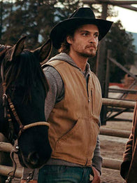 Yellowstone Kayce Dutton Brown Vest Jacket unisex detail view 2 | Dash Racegear — Kayce Dutton Yellowstone Brown Vest