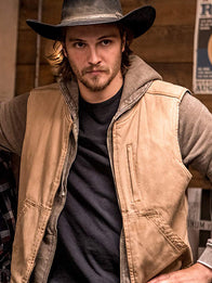 Yellowstone Kayce Dutton Brown Vest Jacket unisex front product view | Dash Racegear — Kayce Dutton Brown Vest