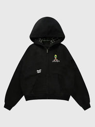 YoungLA x Looney Tunes Plaid Zip-Up Hoodie Hoodie unisex front product view | Dash Racegear — YoungLA x Looney Tunes Zip-Up Plaid Hoodie with a relaxed fit and playful streetwear-inspired design.