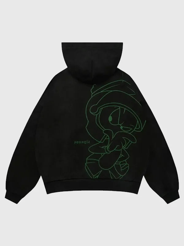 YoungLA x Looney Tunes Plaid Zip-Up Hoodie Hoodie unisex detail view 2 | Dash Racegear — Plaid zip-up hoodie featuring YoungLA x Looney Tunes graphics and a cozy everyday feel.