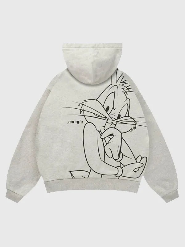 YoungLA x Looney Tunes Plaid Zip-Up Hoodie Hoodie unisex detail view 6 | Dash Racegear — Full-zip YoungLA hoodie featuring classic plaid styling and bold Looney Tunes-inspired graphics.