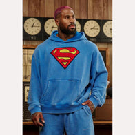 Youngla Superman Hoodie Hoodie unisex front product view | Dash Racegear — Superman Graphic Hoodie – YoungLA Streetwear Fit