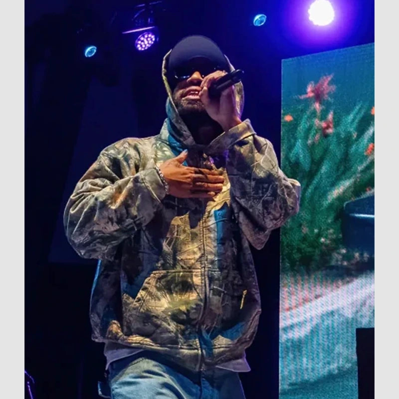 Larry June’s Camo Hoodie Hoodie unisex front product view | Dash Racegear — Larry June Fashion – Camouflage Hoodie with Street Style Vibe