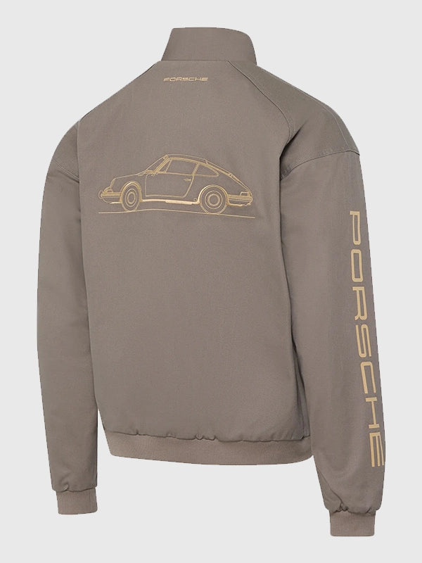 Porsche Legacy x PUMA Pepita Lifestyle Jacket Jacket unisex detail view 4 | Dash Racegear — PUMA x Porsche Legacy Pepita Lifestyle Unisex Black White Taupe Jacket from the 2026 edition with sleek racing aesthetics