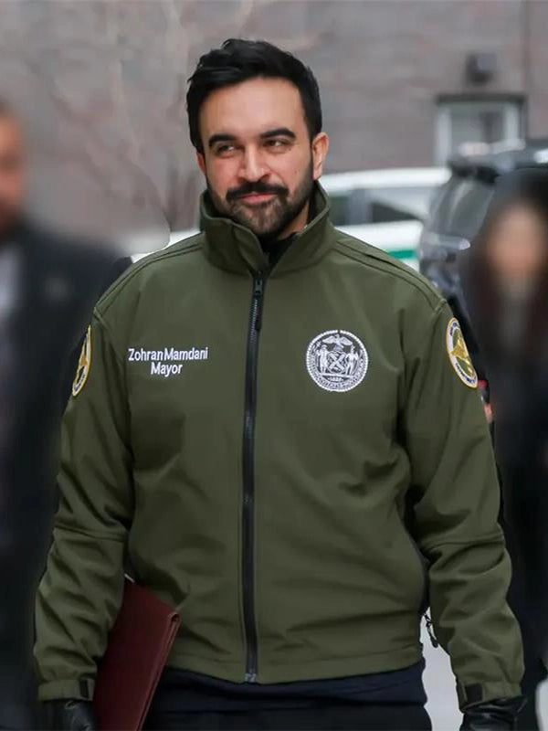 Zohran Mamdani Green Jacket Jacket unisex front product view | Dash Racegear — Unisex Mayor Zohran Mamdani Cotton Jacket in green, lightweight and stylish for casual or streetwear looks.