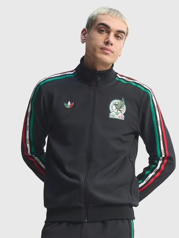Adidas x Someone Somewhere Mexico Track Jacket Jacket unisex detail view 3 | Dash Racegear — A sleek black fleece track jacket designed with Adidas x Someone Somewhere 2026 Mexico detailing and a relaxed casual vibe.