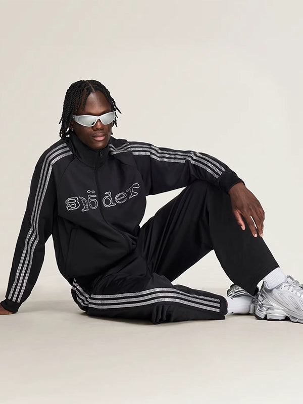Adidas x Sp5der Rhinestone Tracksuit Tracksuit unisex detail view 4 | Dash Racegear — Black Adidas x Sp5der Rhinestone Tracksuit with a full-zip design, relaxed fit, and modern streetwear-inspired look.
