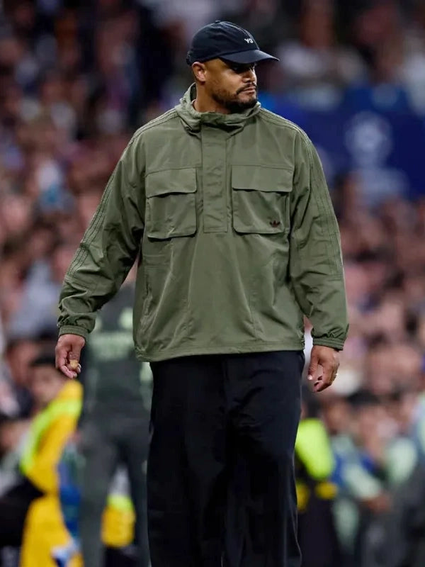 Vincent Kompany Adidas Jacket Jacket unisex detail view 2 | Dash Racegear — Vincent Kompany Adidas olive jacket, minimal sporty vibe, designed for casual comfort and street-ready outfits.