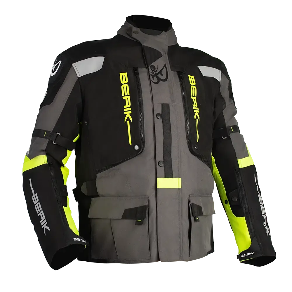Berik Explorer ADV Textile Black/Grey/Hi-Vis Jacket adventure motorcycle jacket - DASH RACEGEAR image 1