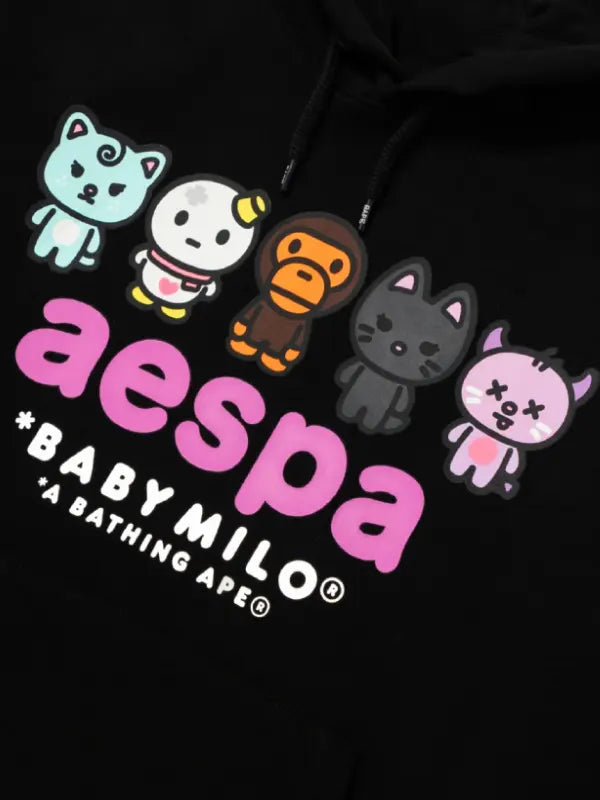 Bape x Aespa Hoodie Hoodie unisex detail view 3 | Dash Racegear — A Bathing Ape Baby Milo hoodie blending Aespa-inspired design with premium everyday wearability and modern streetwear appeal.