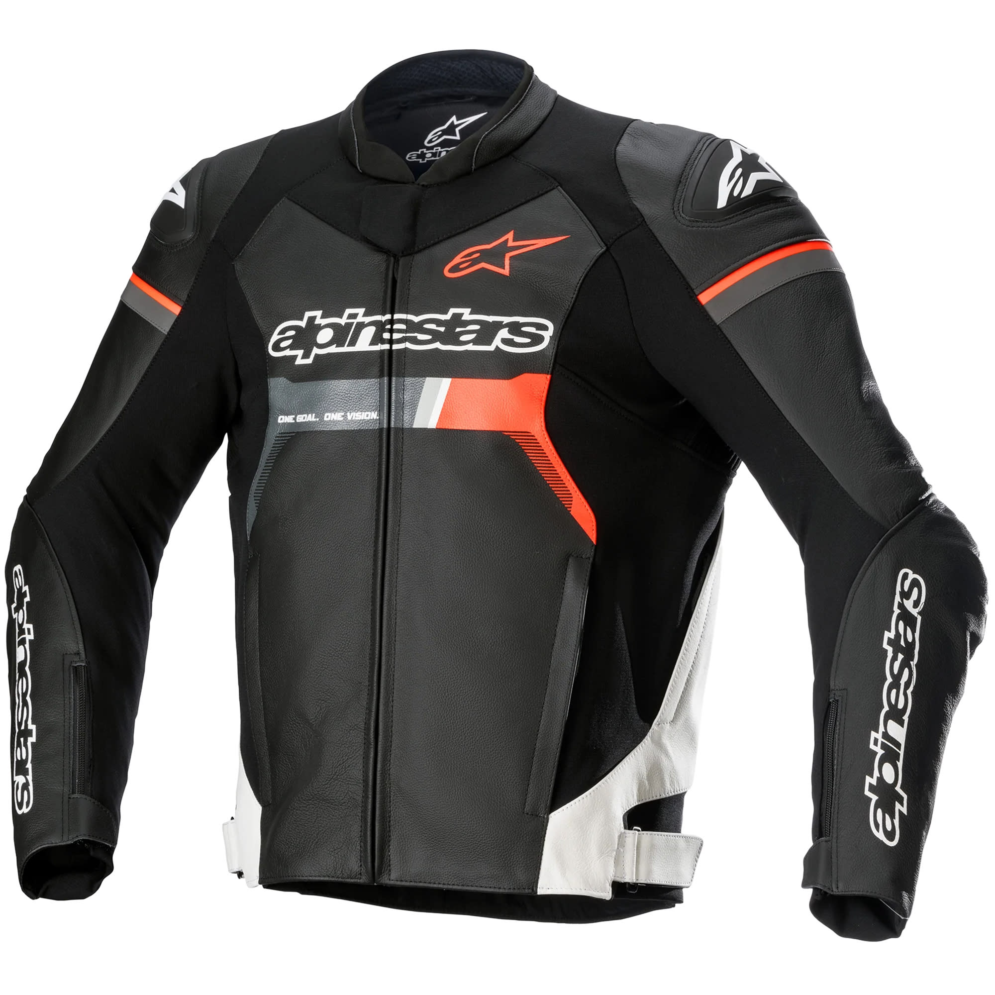 Alpinestars GP Force Leather Jacket - Black / White / Red Fluo by Alpinestars - clearance motorcycle jacket