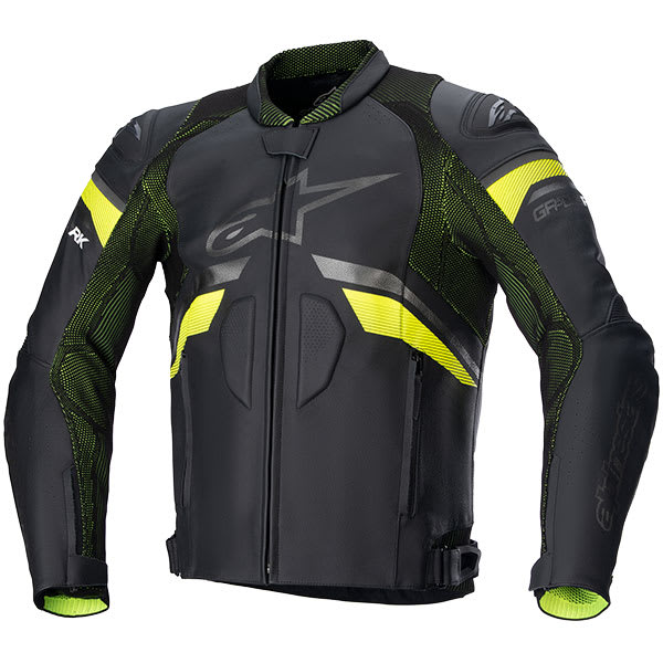 Alpinestars GP Plus R V3 Rideknit Leather Jacket - Black / Fluo Yellow by Alpinestars - clearance motorcycle jacket
