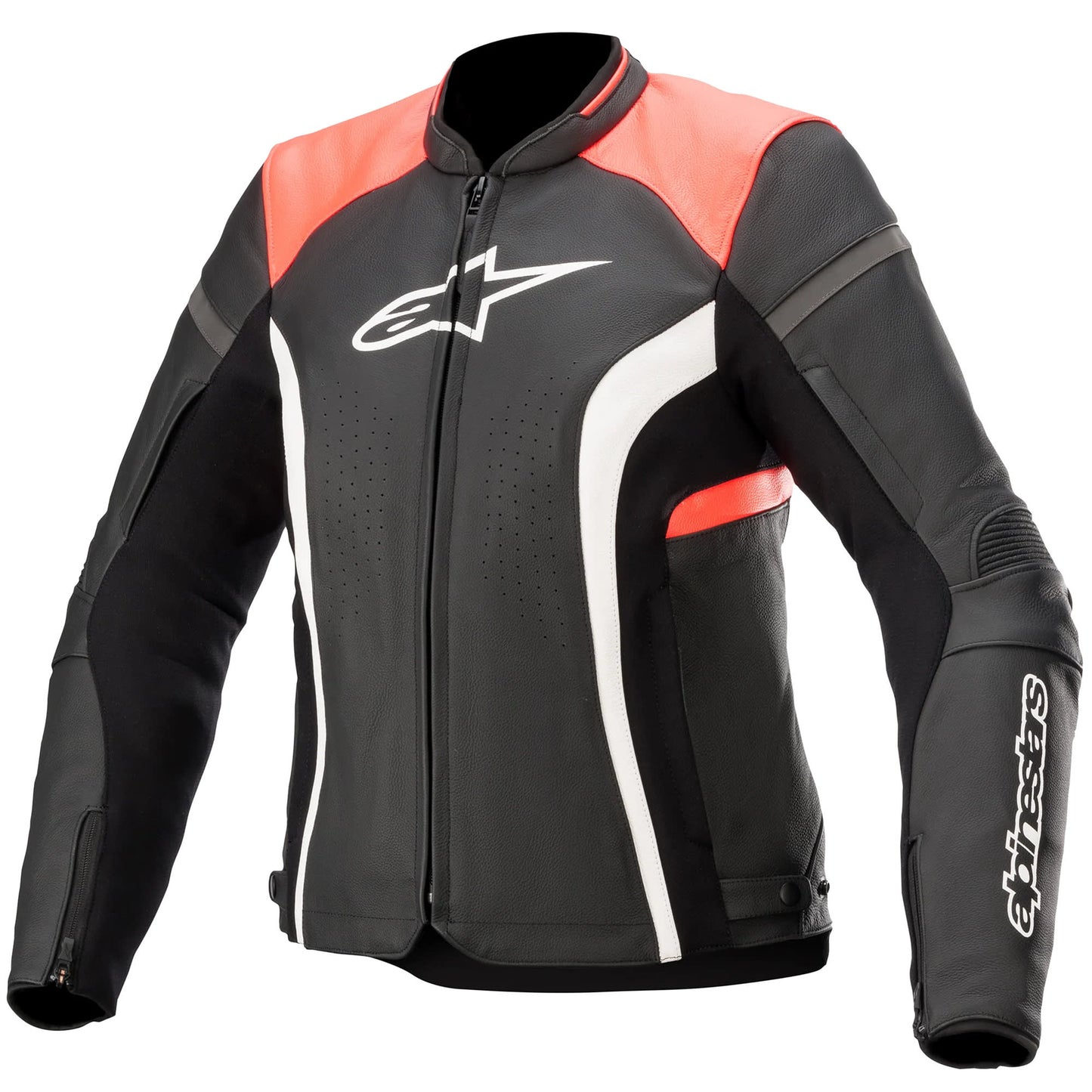 Alpinestars Stella Kira V2 Leather Jacket - Black / Coral by Alpinestars - clearance motorcycle jacket