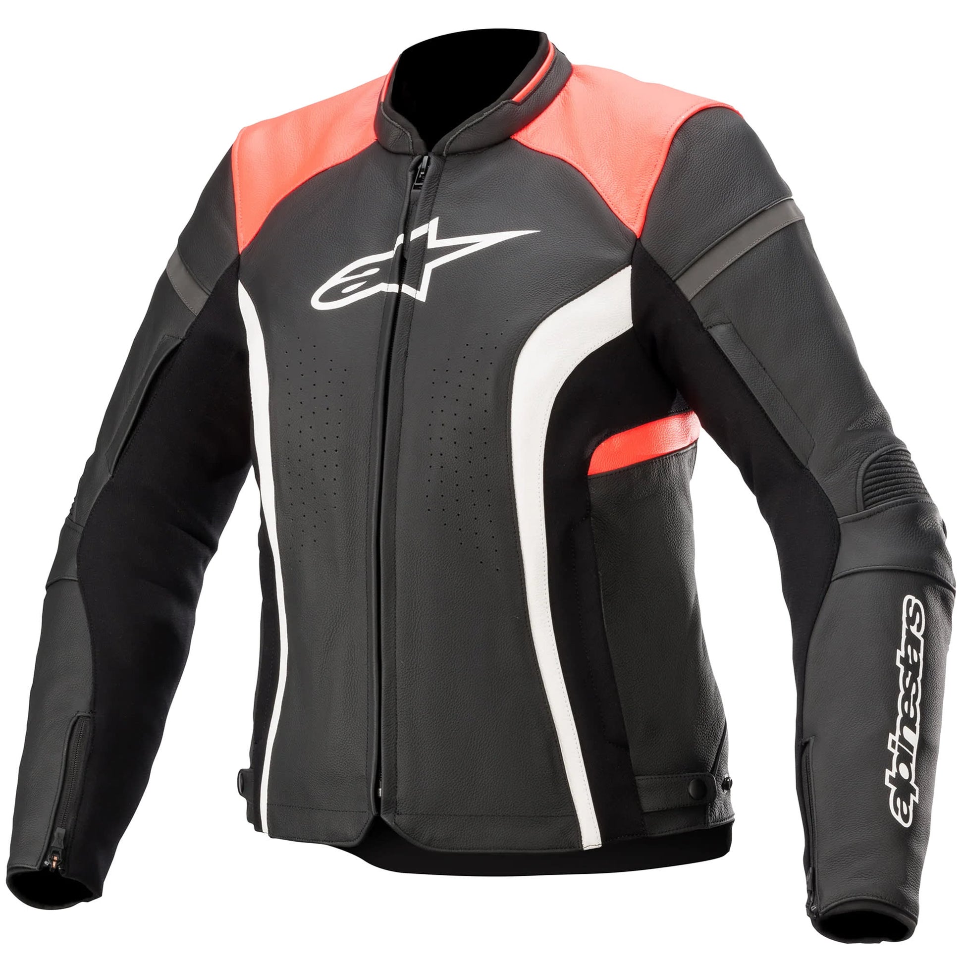 Alpinestars Stella Kira V2 Leather Jacket - Black / Coral by Alpinestars - clearance motorcycle jacket