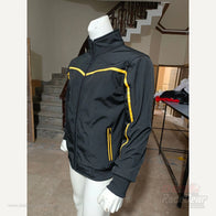 Apex black and yellow softshell jacket three-quarter front product view