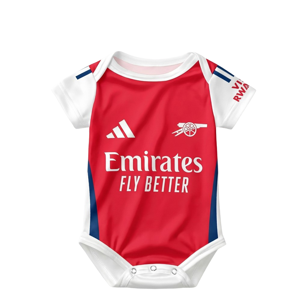 24/25 Arsenal Baby Bodysuit front view baby onesie by Dash Racegear