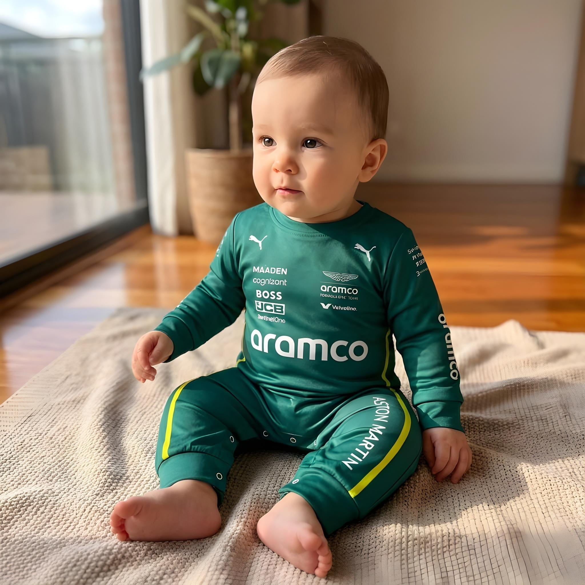 Aston Martin Longsleeve Jumpsuit 2025 lifestyle view for baby sports fans