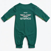 Aston Martin Longsleeve Jumpsuit 2025 back view baby onesie by Dash Racegear