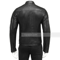 Mens Black Cafe Racer Biker Jacket Biker Jacket men detail view 4 | Dash Racegear — Black Cafe Racer Mens Leather Jacket
