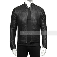 Mens Black Cafe Racer Biker Jacket Biker Jacket men detail view 2 | Dash Racegear — Cafe Racer Black Leather jacket