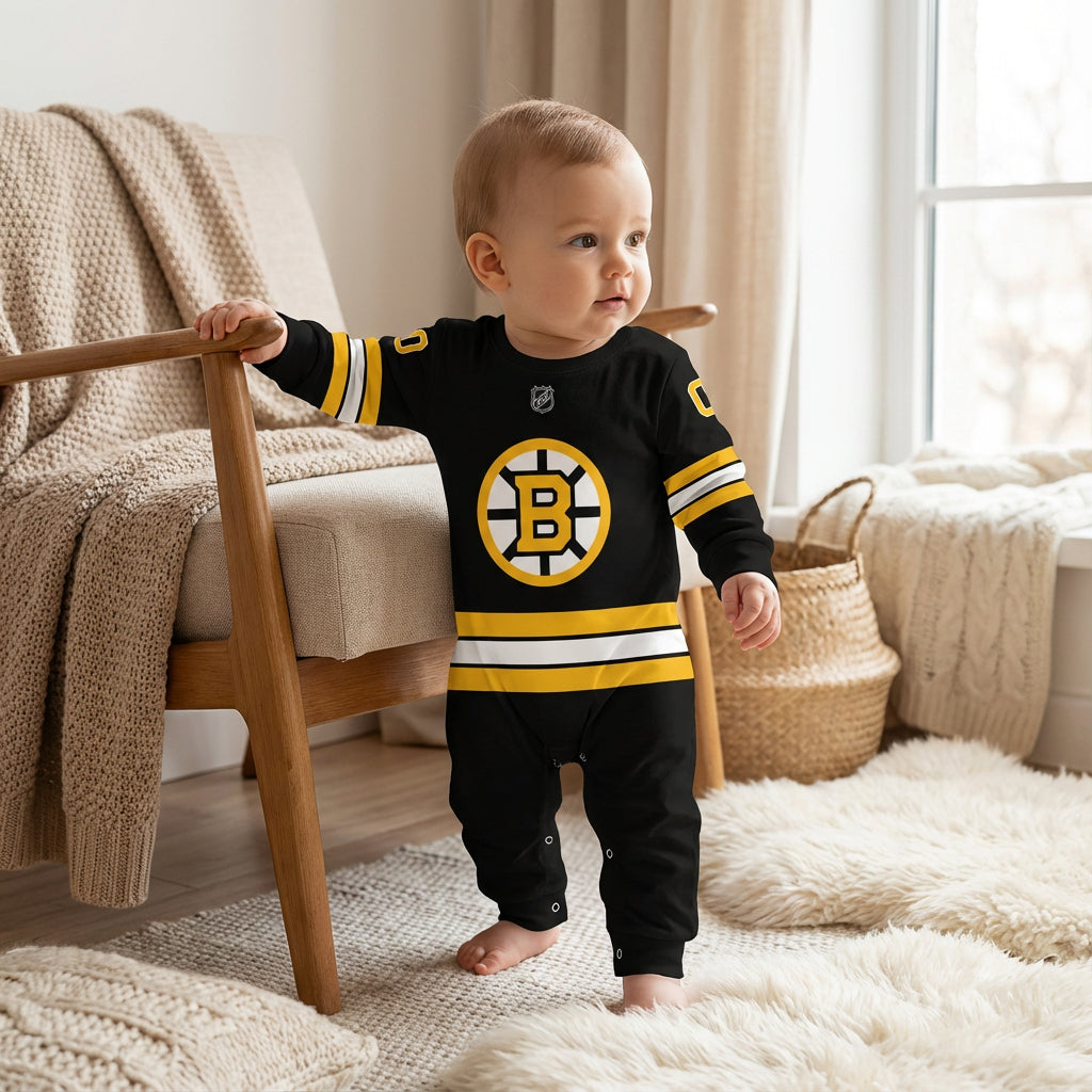 Boston Brunis - Hockey Baby Onesie Jumpsuit lifestyle view for baby sports fans