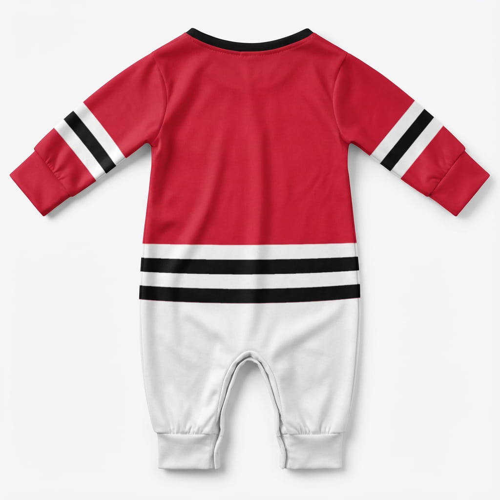 Chicago Blackhawks - Hockey Baby Onesie Jumpsuit back view baby onesie by Dash Racegear