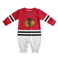 Chicago Blackhawks - Hockey Baby Onesie Jumpsuit front view baby onesie by Dash Racegear